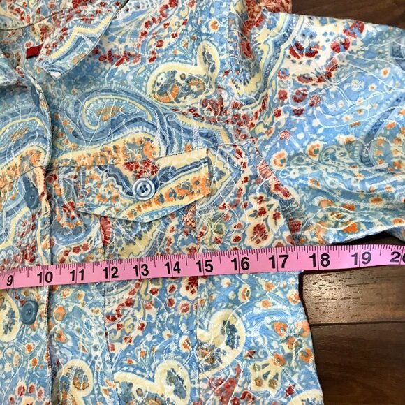 Joni B Women's Art-To-Wear Floral Embroidered Button-Up Shacket. Size M. Coastal - Picture 8 of 10